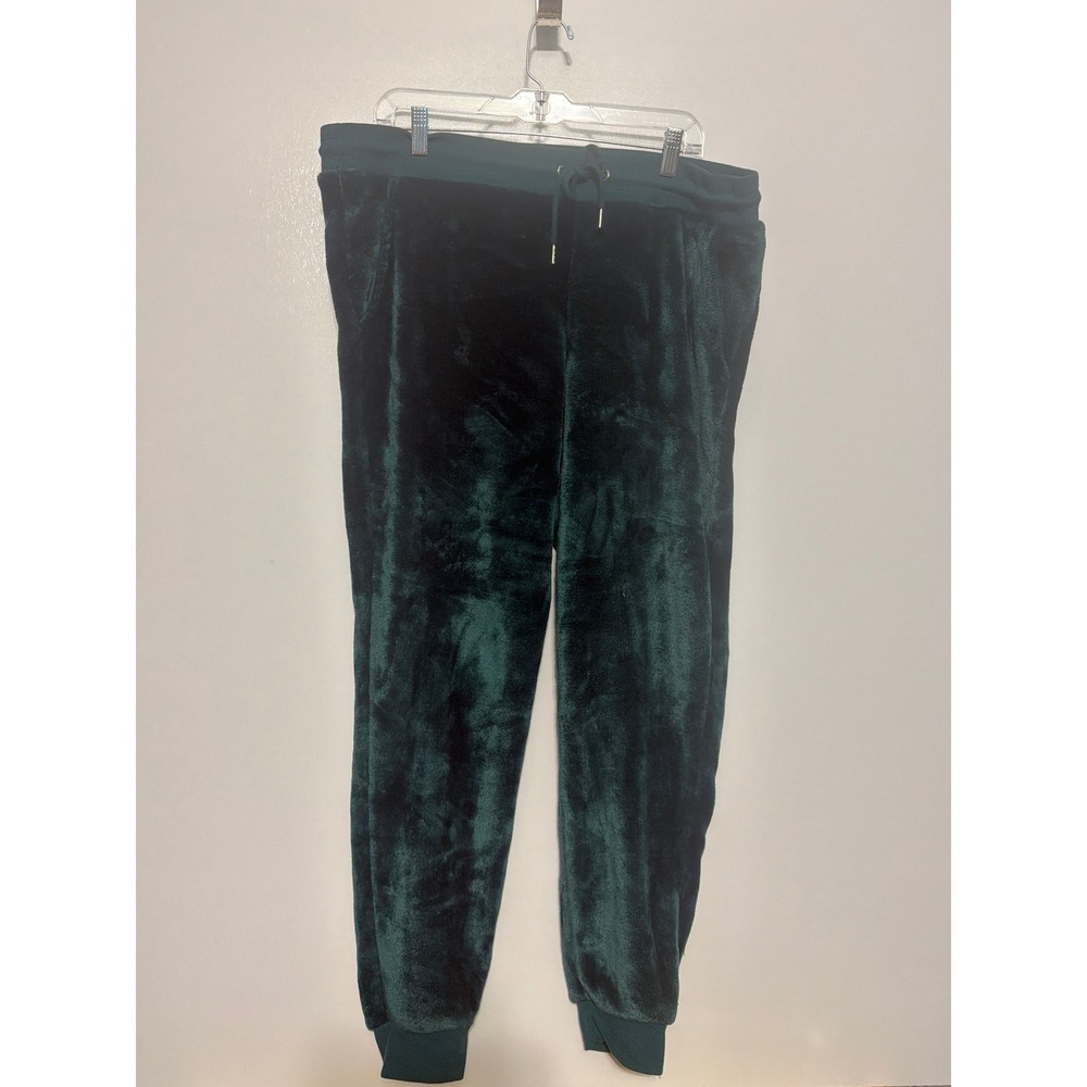 Athletic Works Womens XL 16-18 Green Velour Plush Jogger Pants